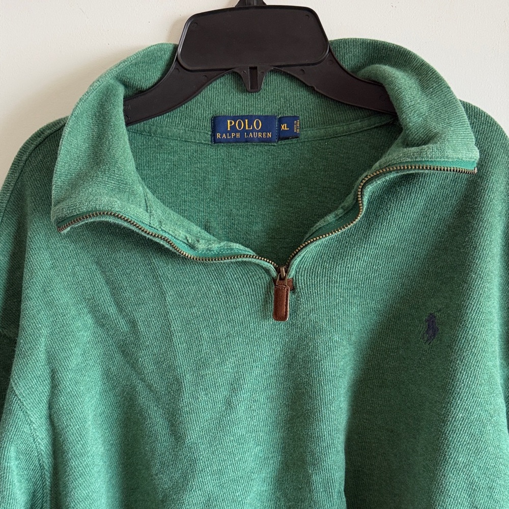 Ralph Lauren Polo Green Zip Collar Sweater